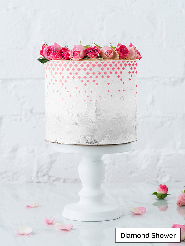 Diamond Shower Cake Stencil - Border Design