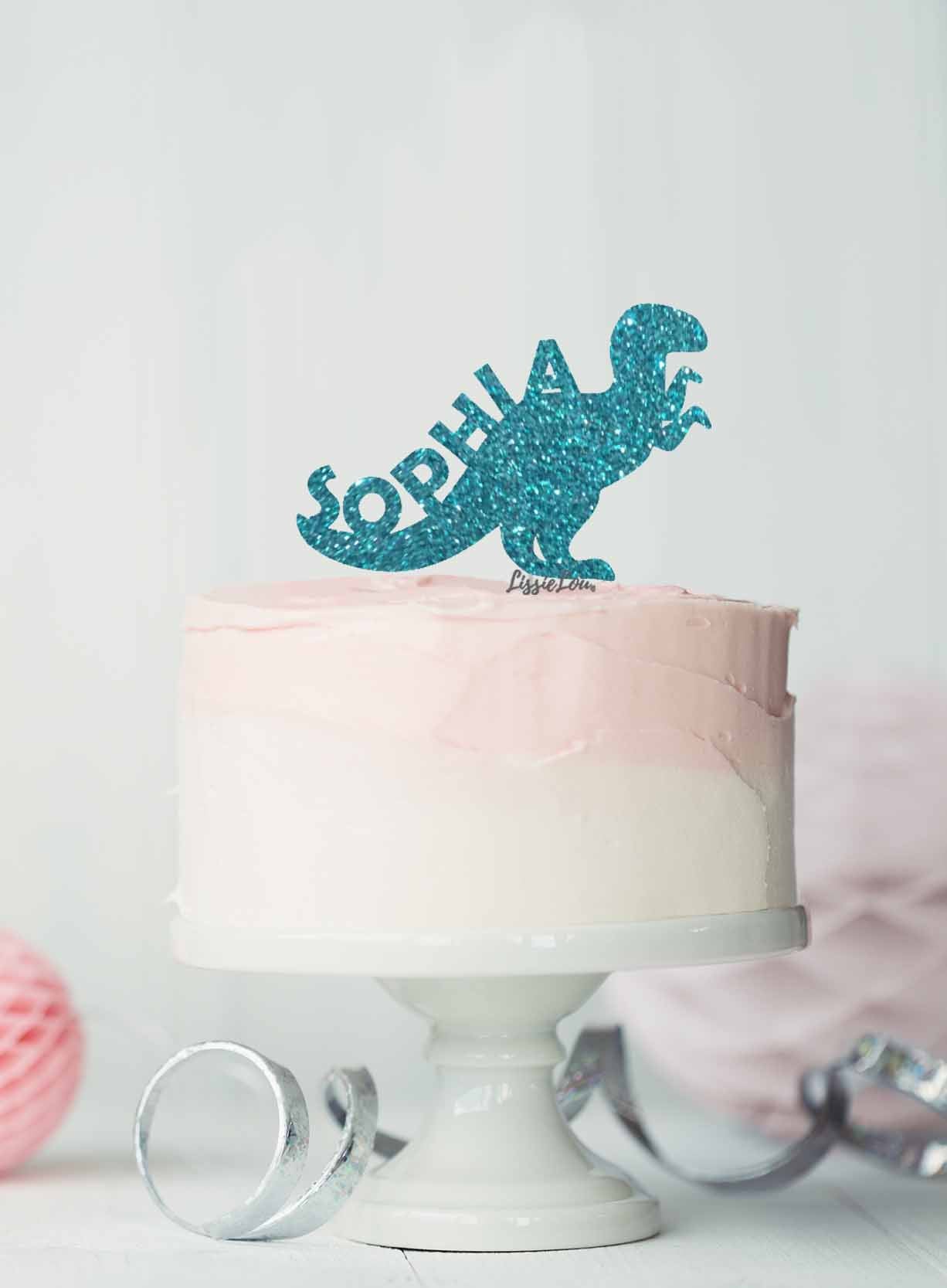Bespoke Dinosaur Tyrannosaurus Rex Cake Topper Light Blue