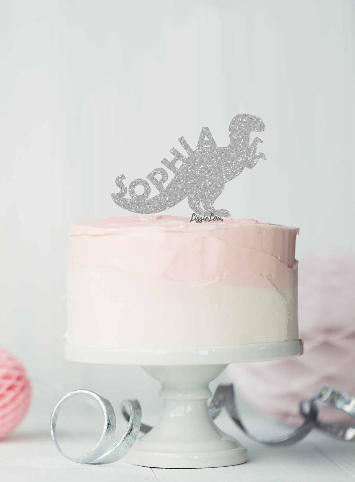 Bespoke Dinosaur Tyrannosaurus Rex Cake Topper Silver
