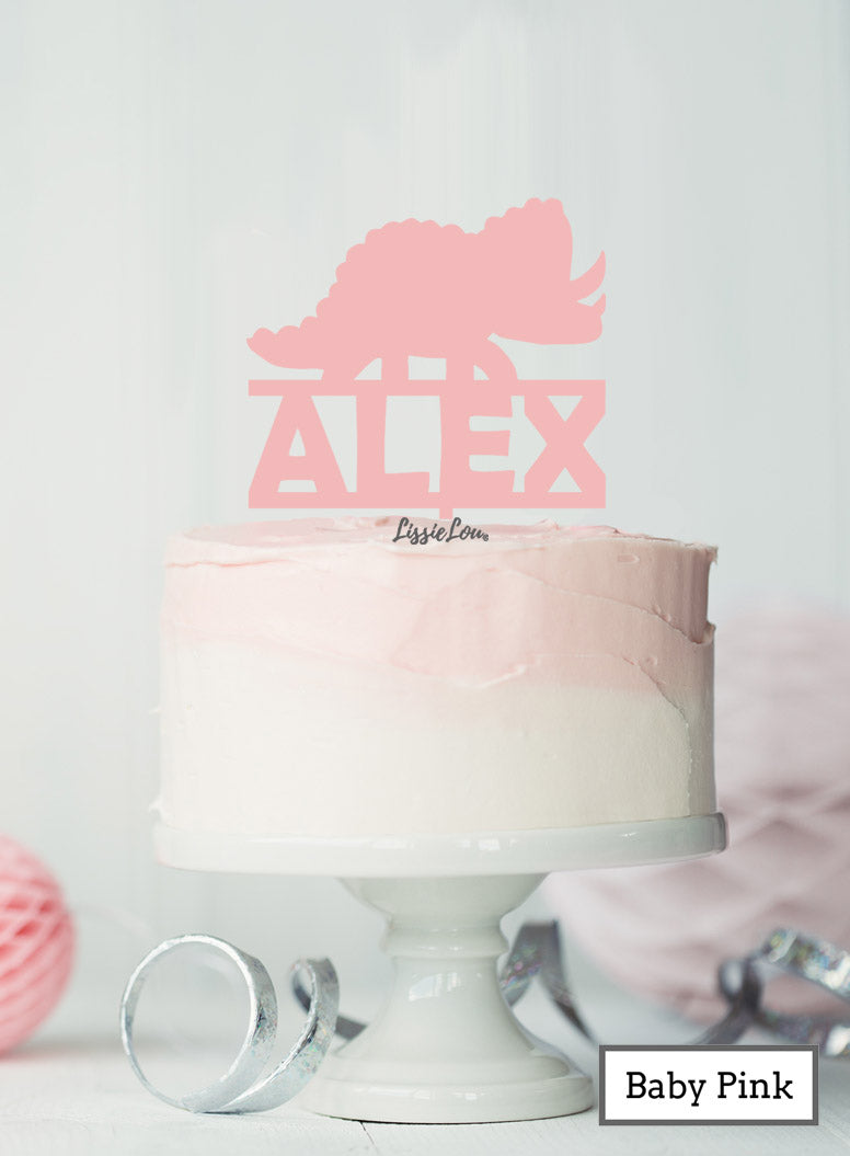 Bespoke Dinosaur Triceratops Cake Topper Baby Pink