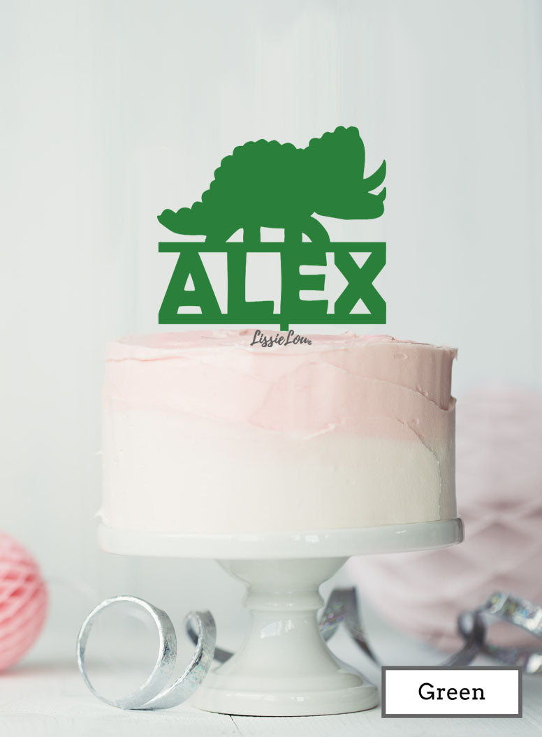 Bespoke Dinosaur Triceratops Cake Topper Green