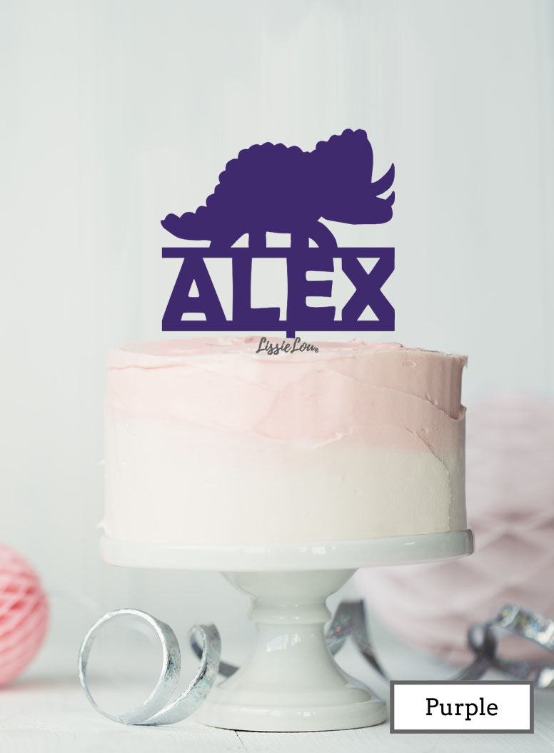 Bespoke Dinosaur Triceratops Cake Topper Purple