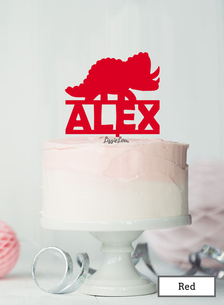 Bespoke Dinosaur Triceratops Cake Topper Red