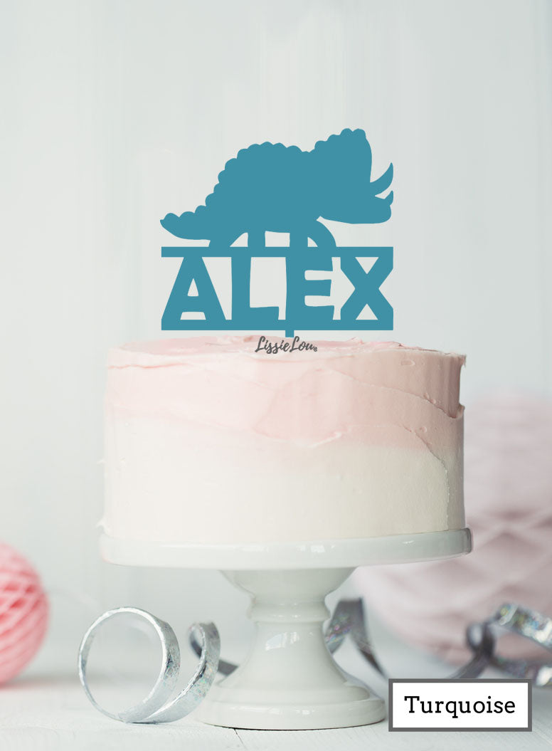 Bespoke Dinosaur Triceratops Cake Topper Turquoise