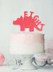 Dinosaur Eight 8th Birthday Cake Topper Glitter Card Light Pink