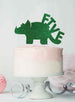 Dinosaur Five 5th Birthday Cake Topper Glitter Card Green
