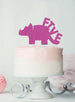 Dinosaur Five 5th Birthday Cake Topper Glitter Card Hot Pink