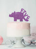 Dinosaur Five 5th Birthday Cake Topper Glitter Card Light Purple
