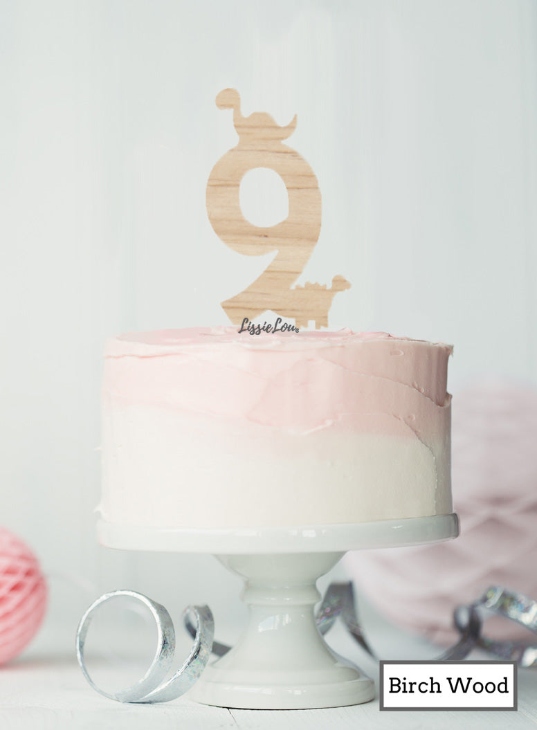 Eco Friendly Number Nine Dinosaur Fun Cake Topper Premium 3mm Birch Wood