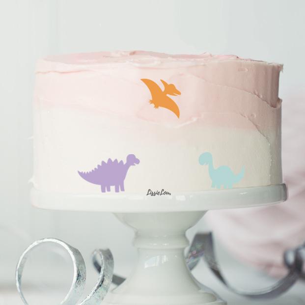 Pastel Colour Dinosaur Cake Motifs