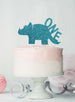 Dinosaur One 1st Birthday Cake Topper Glitter Card Light Blue