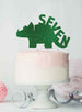 Dinosaur Seven 7th Birthday Cake Topper Glitter Card Green