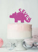 Dinosaur Seven 7th Birthday Cake Topper Glitter Card Hot Pink