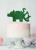 Dinosaur Six 6th Birthday Cake Topper Glitter Card Green
