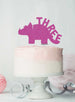 Dinosaur Three 3rd Birthday Cake Topper Glitter Card Hot Pink