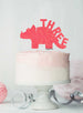 Dinosaur Three 3rd Birthday Cake Topper Glitter Card Light Pink