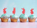 Cute Easter Bunny with Fluffy Tails Cupcake Topper Pack of 4 Glitter Card Light Pink