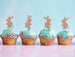 Cute Easter Bunny with Fluffy Tails Cupcake Topper Pack of 4 Glitter Card Rose Gold
