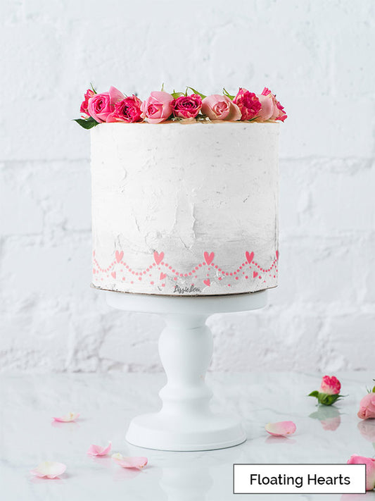 Floating Hearts Cake Stencil - Border Design