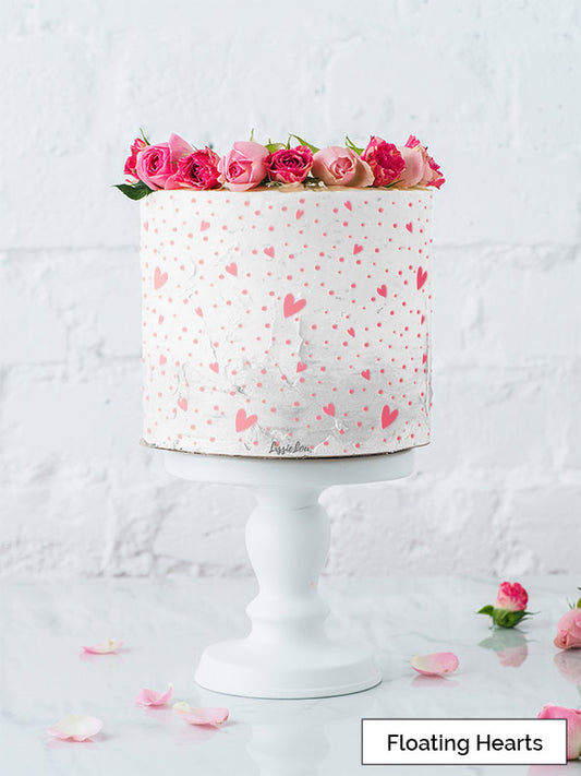 Floating Hearts Cake Stencil - Full Size Design