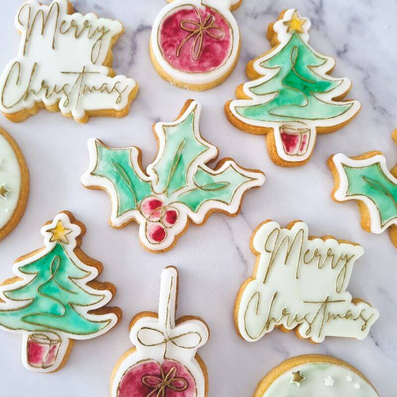 Modern Holly Christmas Cookie Cutter and Embosser
