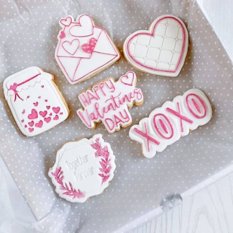 Together Forever Floral Hexagon Valentine's Cookie Cutter and Stamp