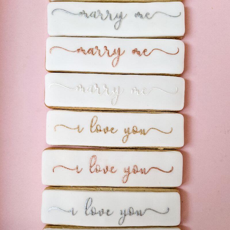 I Love You in Verity Font Bridal Party Cookie Cutter and Embosser