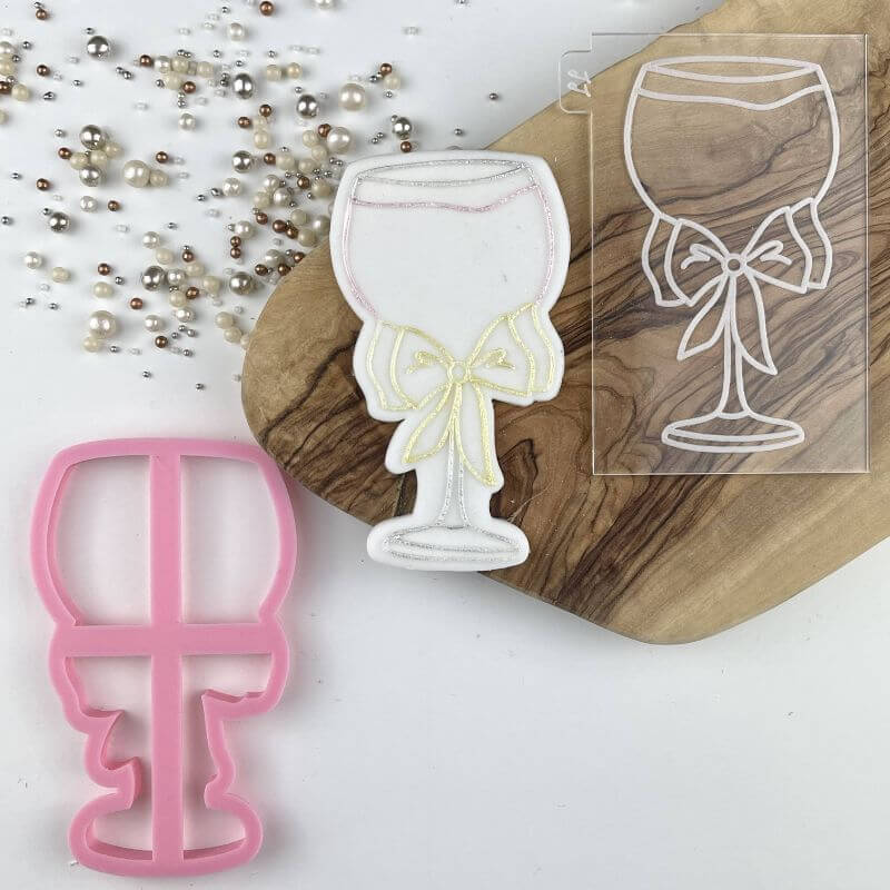Gin Glass with Bow Hen Party Cookie Cutter and Embosser
