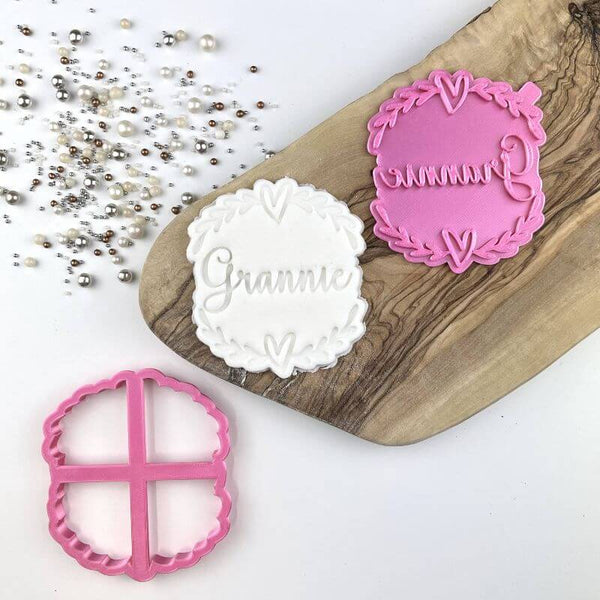 Grannie With Heart and Vine Border Mother's Day Cookie Cutter and Stamp