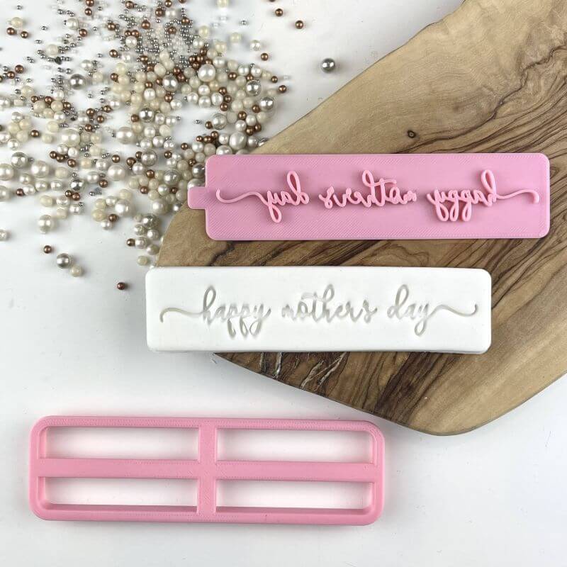 Happy Mother's Day in Verity Font Cookie Cutter and Stamp