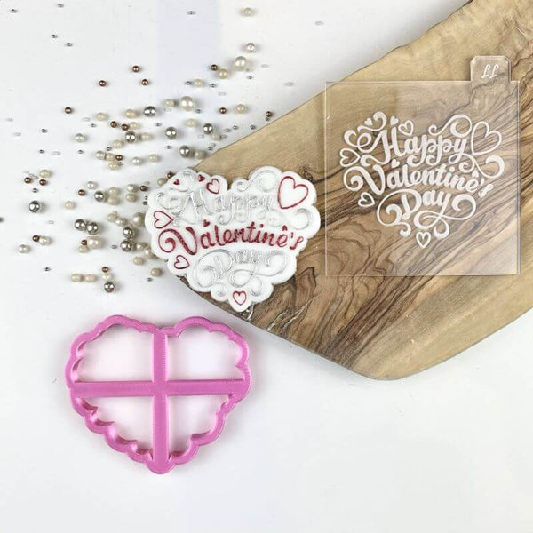 Happy Valentine's Day Style 1 Cookie Cutter and Embosser