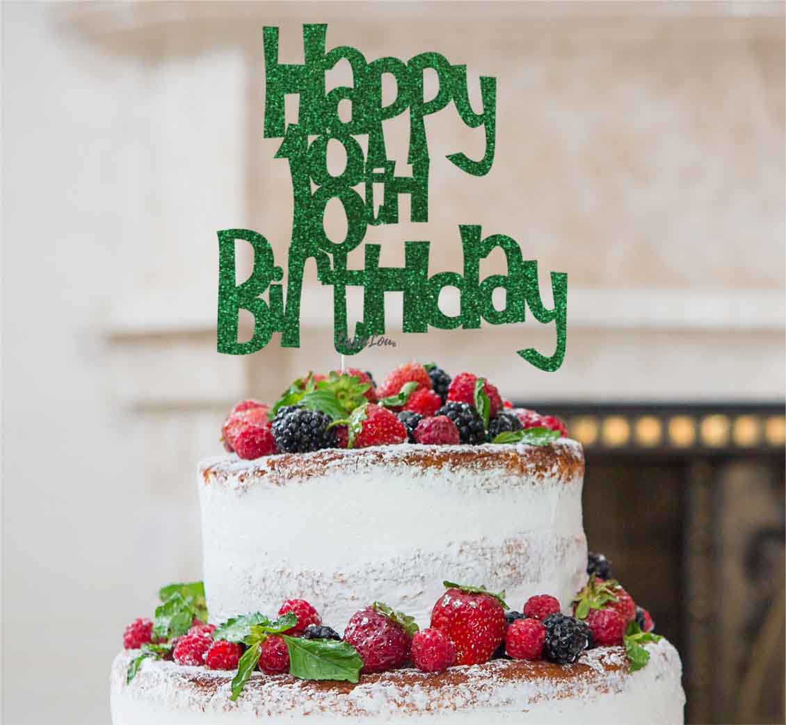 Happy 18th Birthday Cake Topper Glitter Card Green