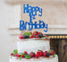 Happy 1st Birthday Cake Topper Glitter Card Dark Blue
