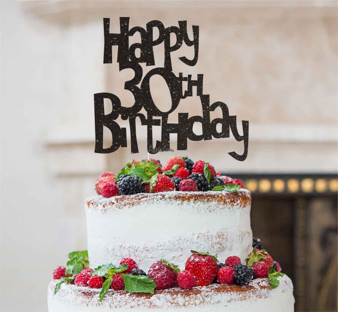 Happy 30th Birthday Cake Topper Glitter Card