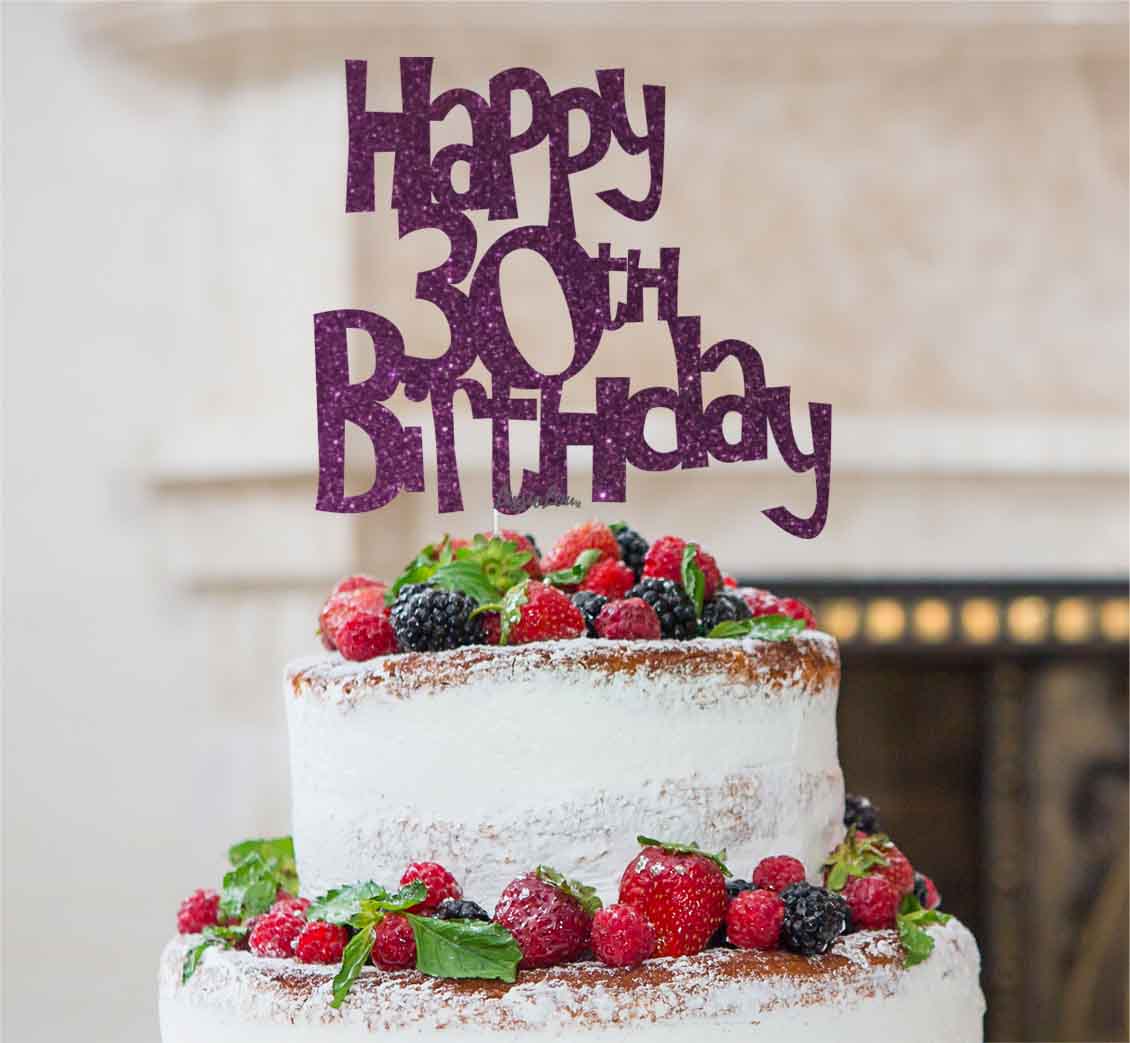 Happy 30th Birthday Cake Topper Glitter Card