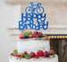 Happy Birthday Bicycle Cake Topper Glitter Card Dark Blue