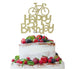 Happy Birthday Bicycle Cake Topper Glitter Card Gold
