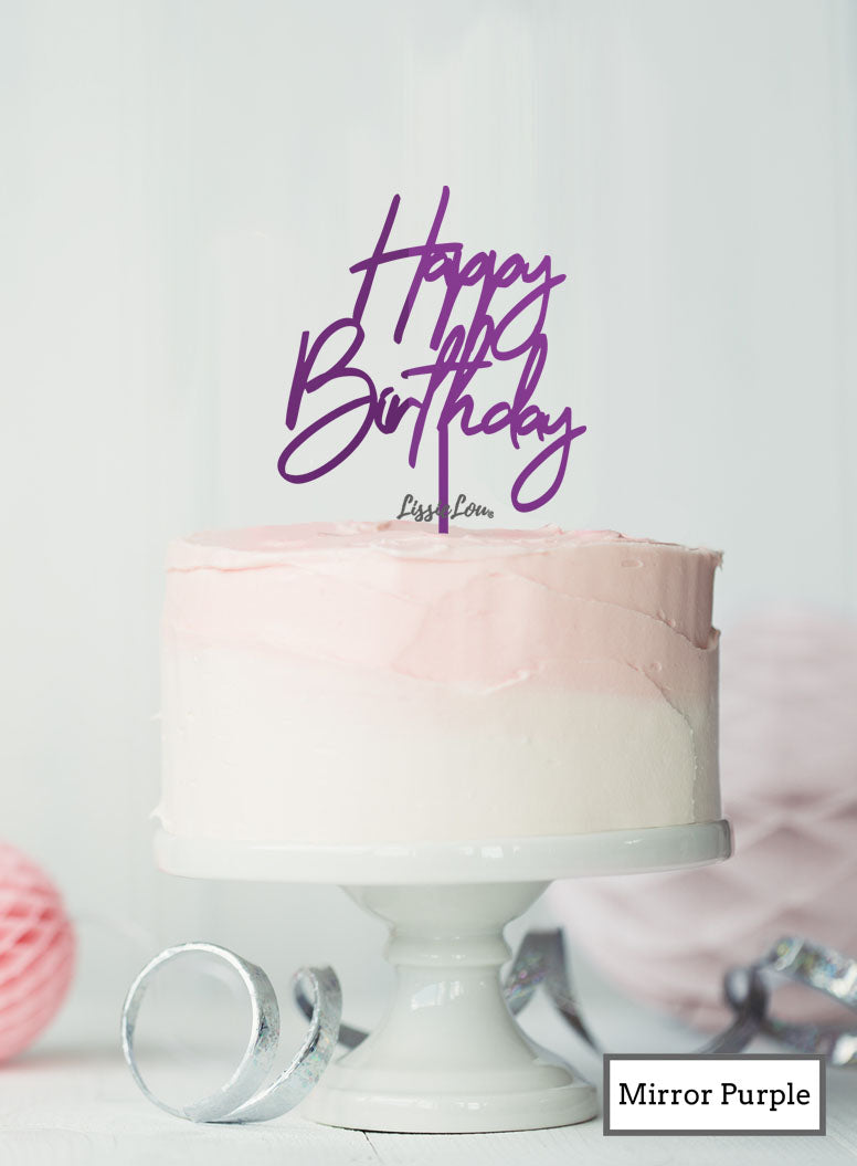 Happy Birthday Floaty Cake Topper Mirror Purple