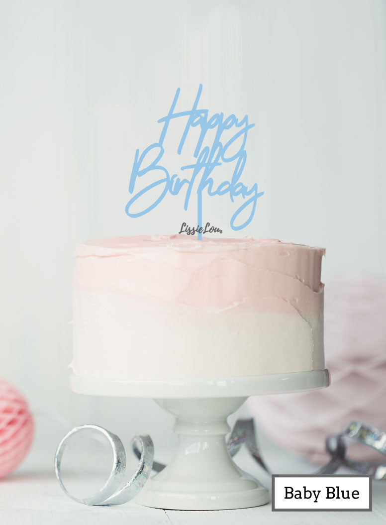 Happy Birthday Floaty Cake Topper Baby Blue