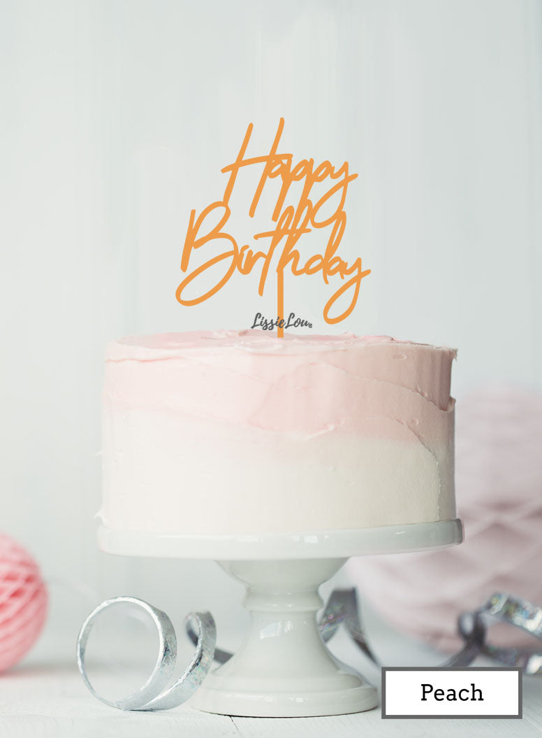 Happy Birthday Floaty Cake Topper Peach