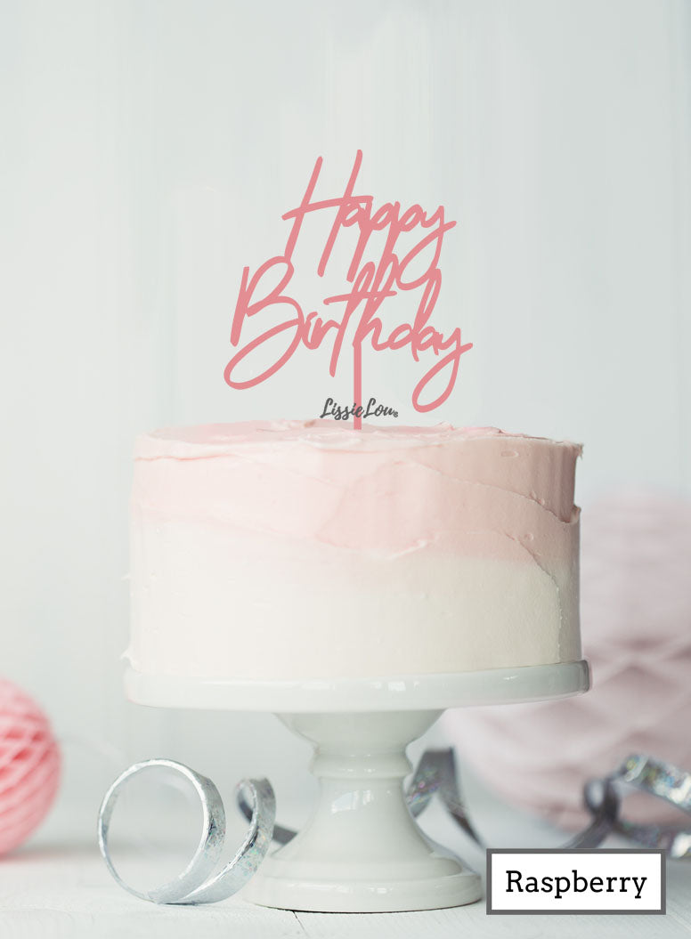 Happy Birthday Floaty Cake Topper Raspberry