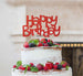 Happy Birthday Fun Cake Topper Glitter Card Red