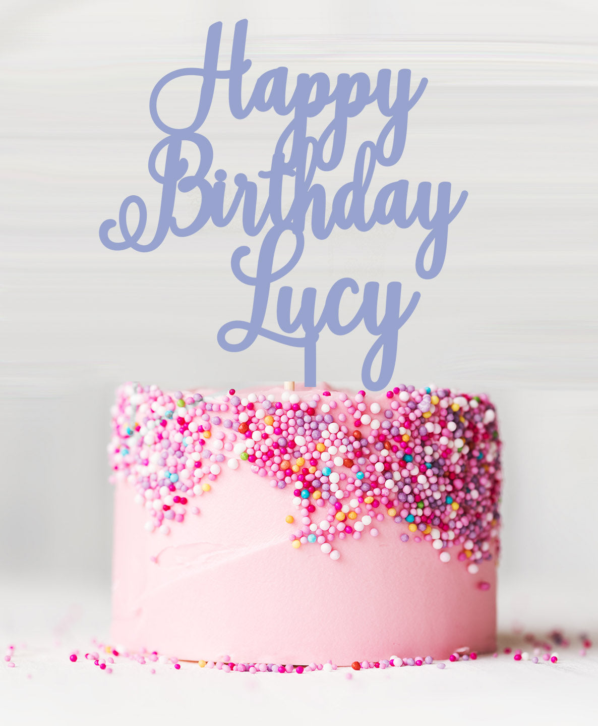 Happy Birthday Custom Acrylic Cake Topper Bubblegum Blue