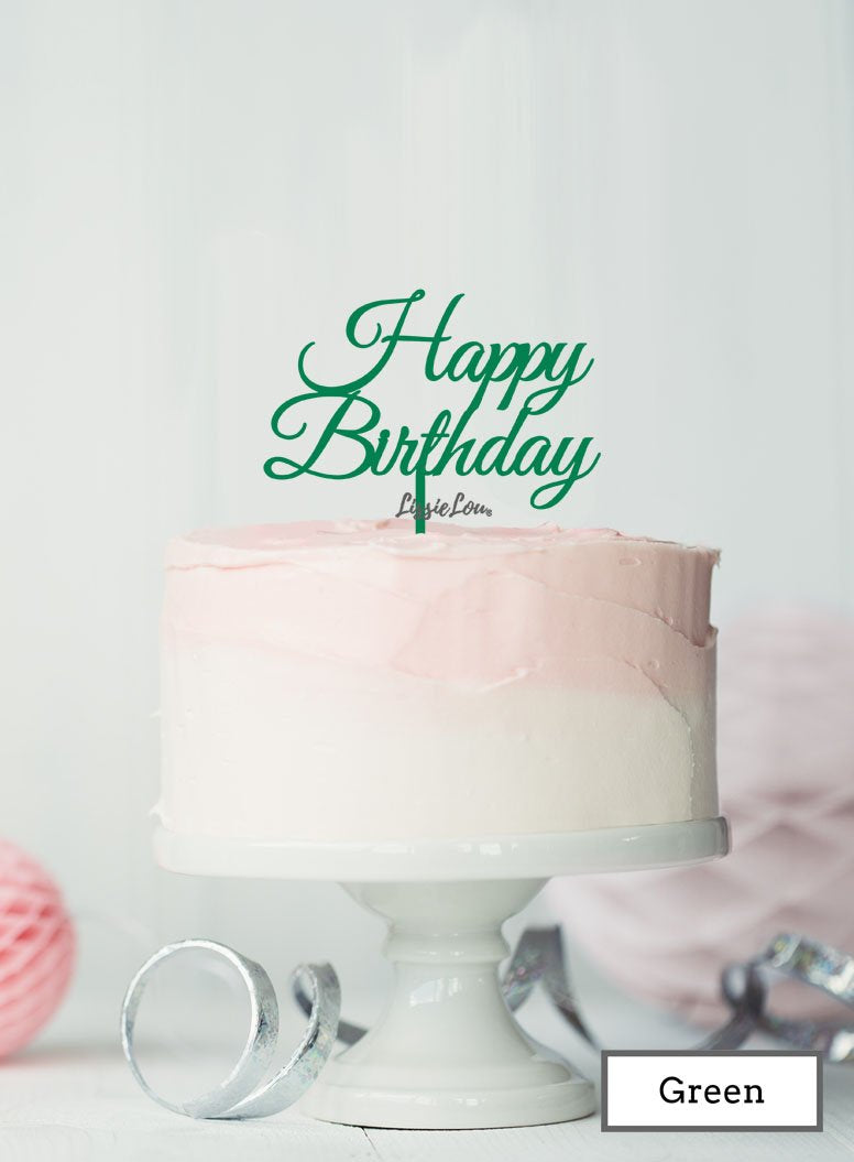 Happy Birthday Slanted Cake Topper Green