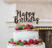 Happy Birthday Swirly Cake Topper Glitter Card Black