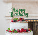 Happy Birthday Swirly Cake Topper Glitter Card Green