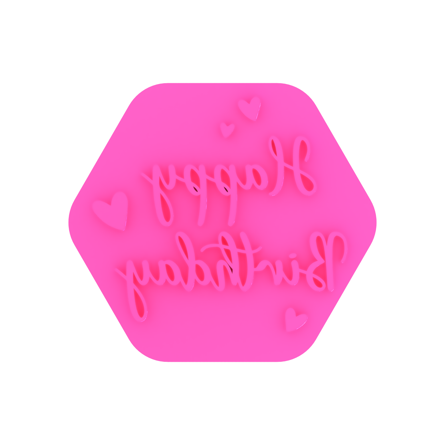 Happy Birthday with Hearts Cookie Stamp