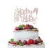 Happy Birthday Fun with Champagne Glasses Cake Topper Glitter Card White