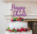 Happy Diwali Cake Topper Glitter Card Light Purple