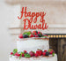 Happy Diwali Cake Topper Glitter Card Red
